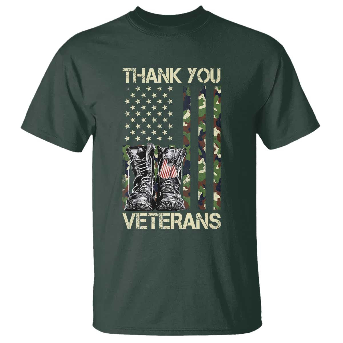Thank You Veterans T Shirt Camo American Flag Military Supportive Veterans Day - Wonder Print Shop