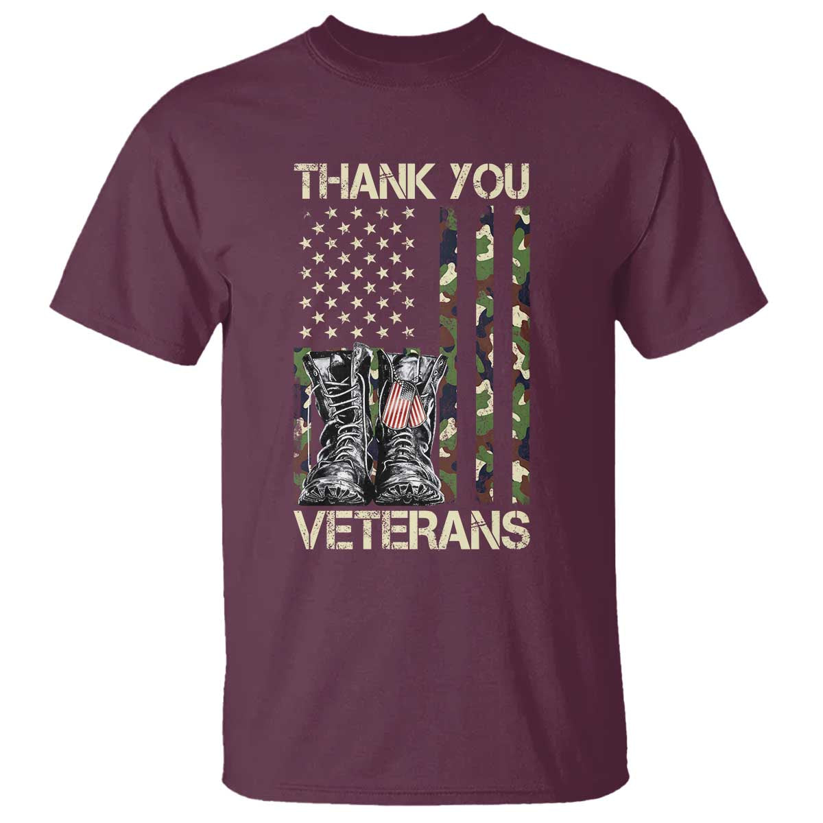 Thank You Veterans T Shirt Camo American Flag Military Supportive Veterans Day - Wonder Print Shop