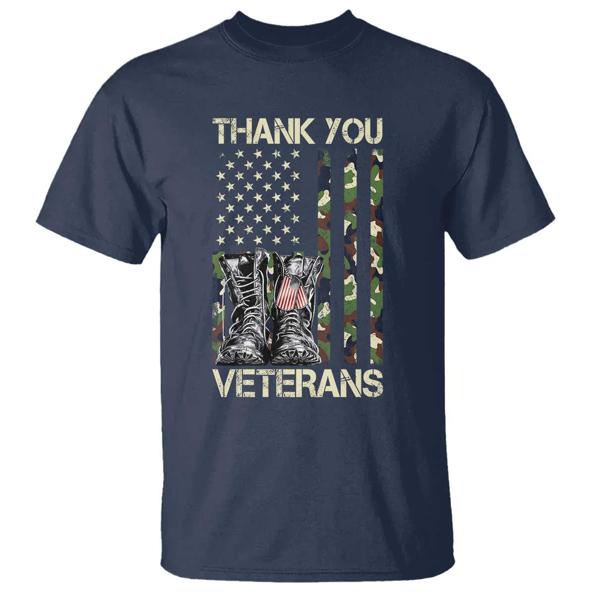 Thank You Veterans T Shirt Camo American Flag Military Supportive Veterans Day - Wonder Print Shop