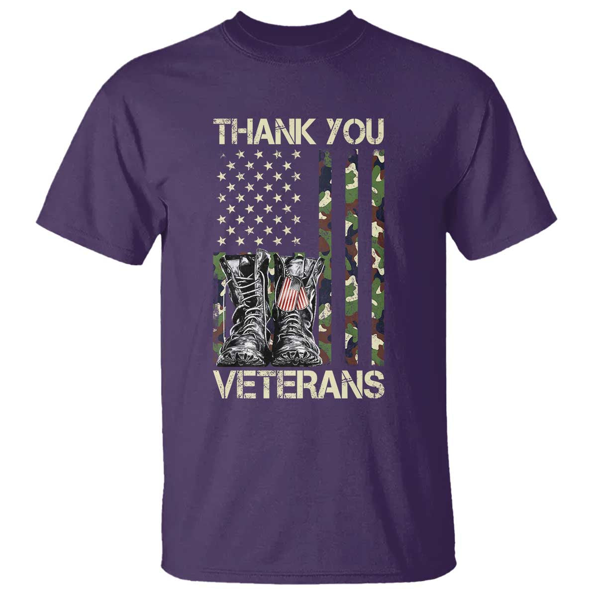 Thank You Veterans T Shirt Camo American Flag Military Supportive Veterans Day - Wonder Print Shop