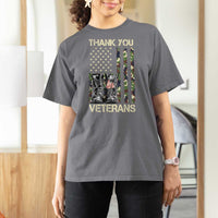 Thank You Veterans T Shirt For Women Camo American Flag Military Supportive Veterans Day - Wonder Print Shop