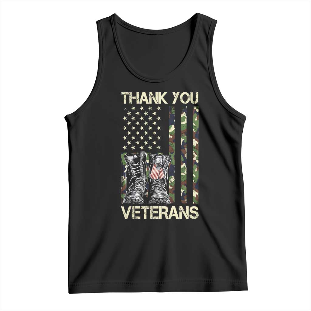 Thank You Veterans Tank Top Camo American Flag Military Supportive Veterans Day - Wonder Print Shop