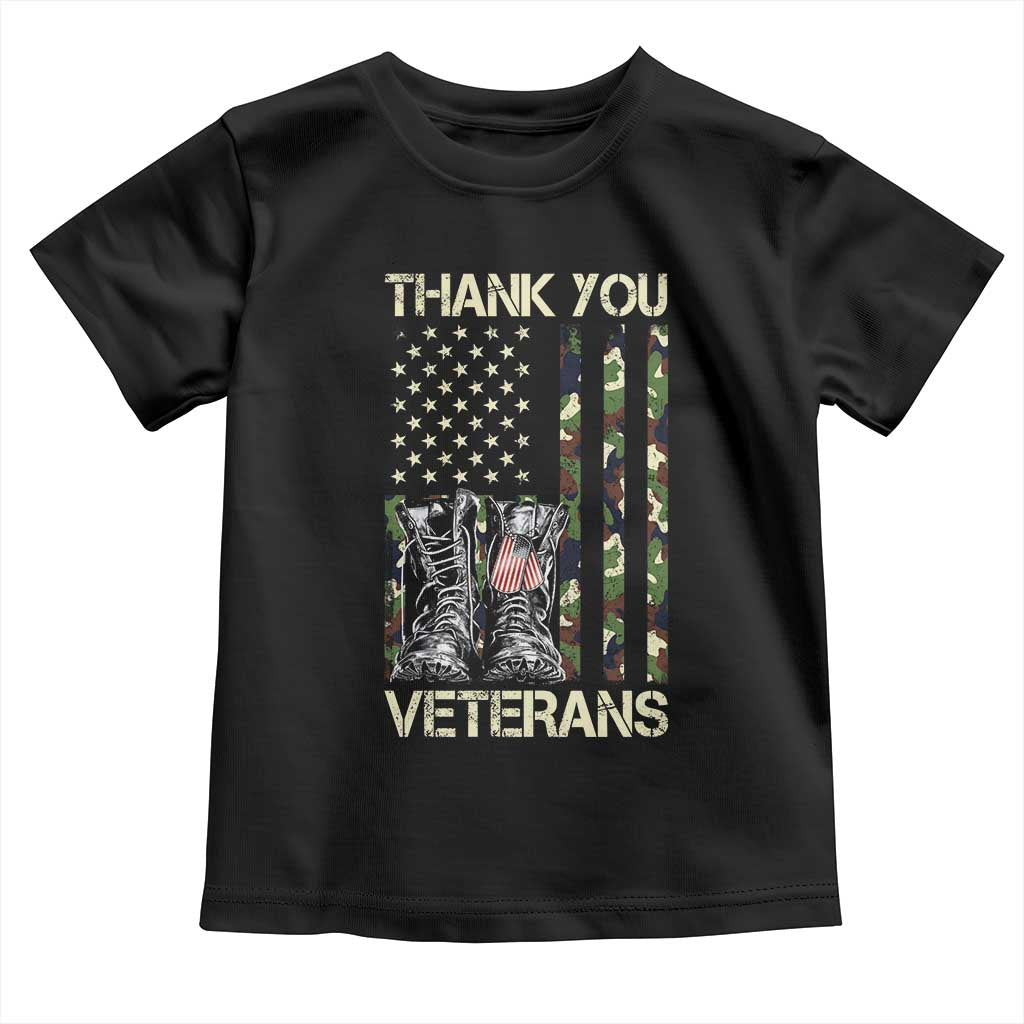 Thank You Veterans Toddler T Shirt Camo American Flag Military Supportive Veterans Day - Wonder Print Shop