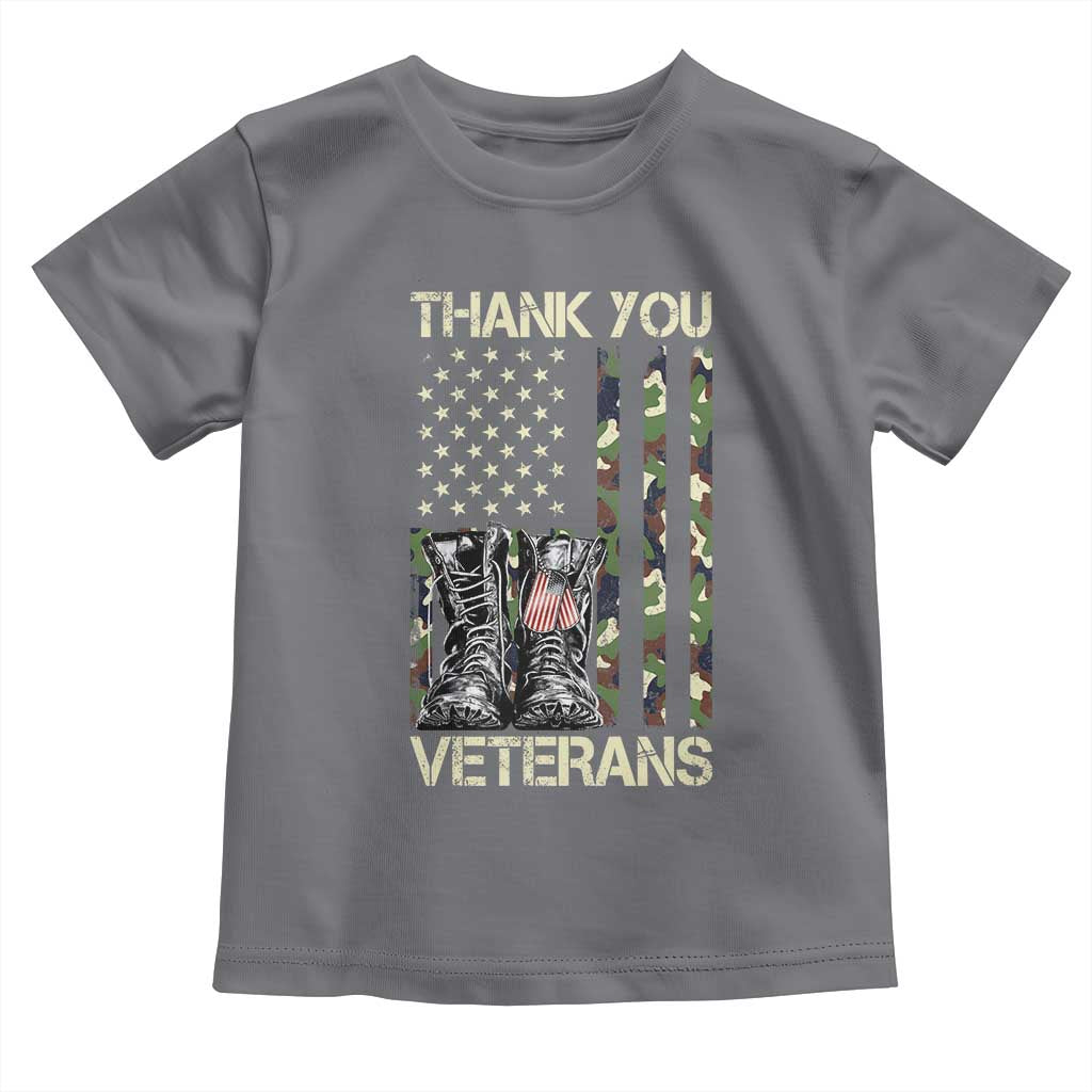 Thank You Veterans Toddler T Shirt Camo American Flag Military Supportive Veterans Day - Wonder Print Shop
