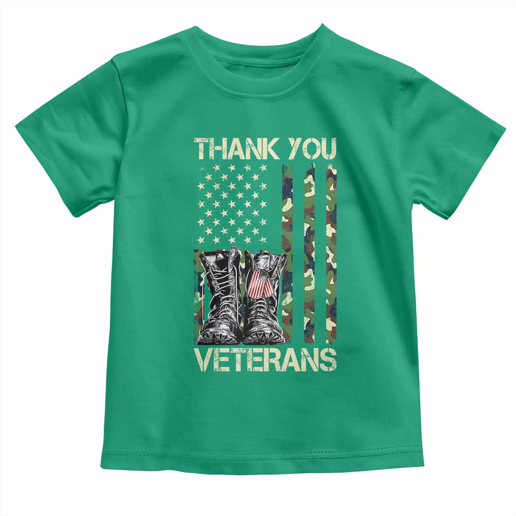 Thank You Veterans Toddler T Shirt Camo American Flag Military Supportive Veterans Day - Wonder Print Shop