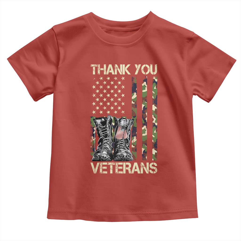 Thank You Veterans Toddler T Shirt Camo American Flag Military Supportive Veterans Day - Wonder Print Shop