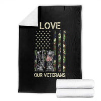 Love Our Veterans Throw Blanket Camo American Flag Military Supportive Veterans Day - Wonder Print Shop
