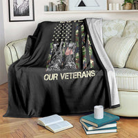 Love Our Veterans Throw Blanket Camo American Flag Military Supportive Veterans Day - Wonder Print Shop