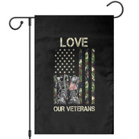 Love Our Veterans Garden Flag Camo American Flag Military Supportive Veterans Day - Wonder Print Shop
