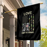 Love Our Veterans Garden Flag Camo American Flag Military Supportive Veterans Day - Wonder Print Shop