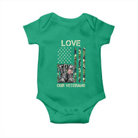 Love Our Veterans Baby Onesie Camo American Flag Military Supportive Veterans Day - Wonder Print Shop