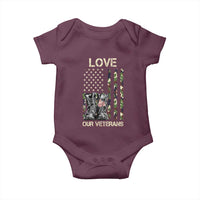 Love Our Veterans Baby Onesie Camo American Flag Military Supportive Veterans Day - Wonder Print Shop
