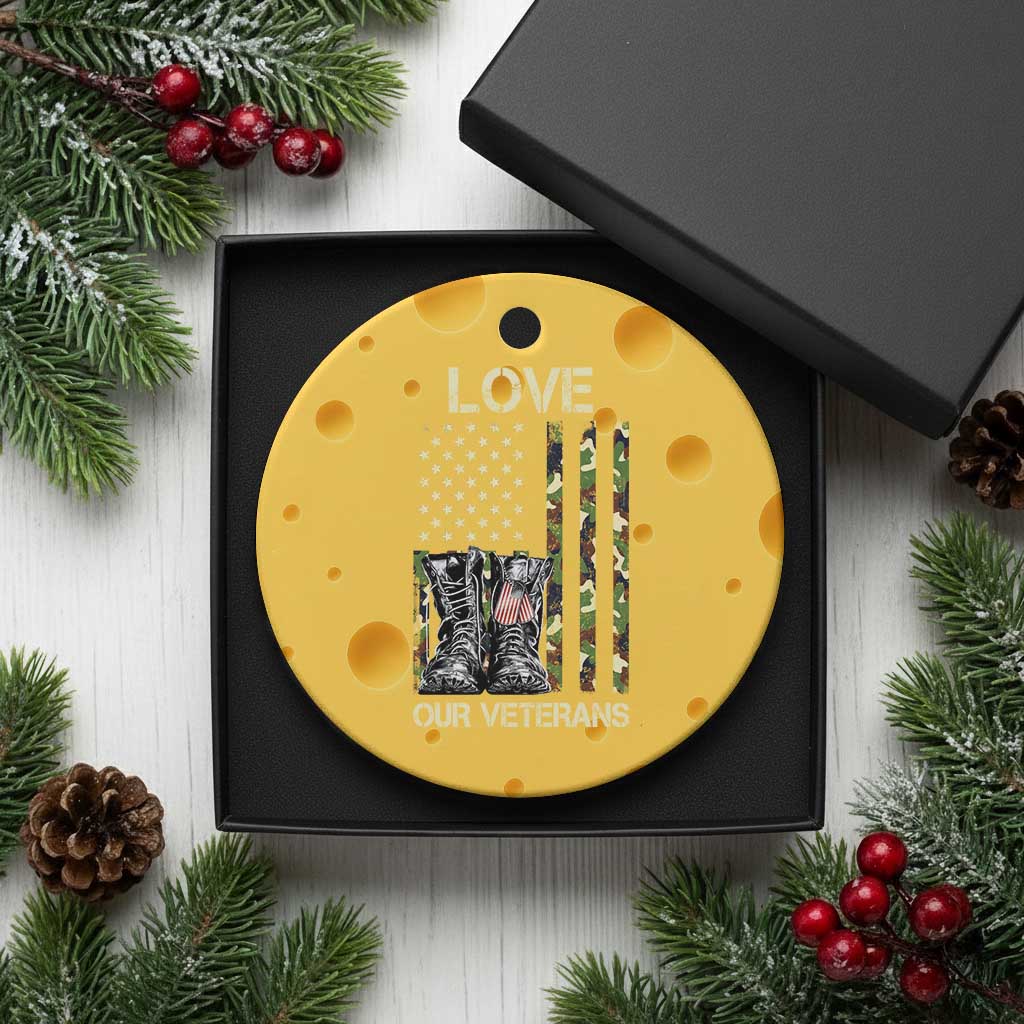 Love Our Veterans Ceramic Ornament Camo American Flag Military Supportive Veterans Day - Wonder Print Shop
