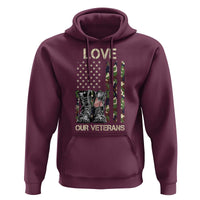 Love Our Veterans Hoodie Camo American Flag Military Supportive Veterans Day - Wonder Print Shop