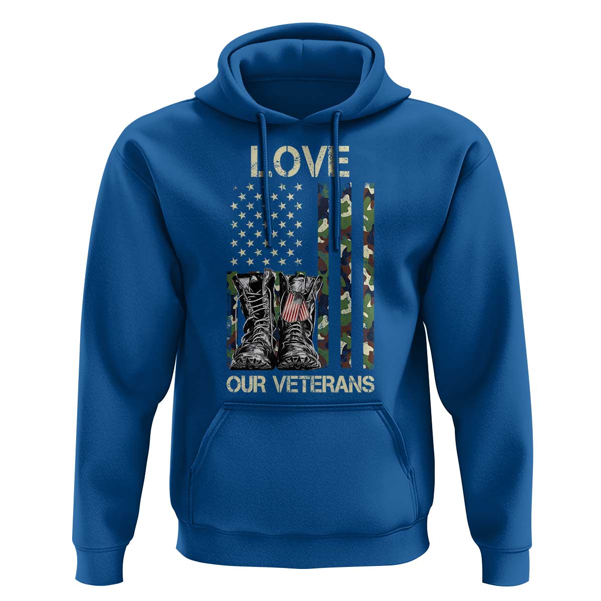 Love Our Veterans Hoodie Camo American Flag Military Supportive Veterans Day - Wonder Print Shop