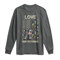 Love Our Veterans Long Sleeve Shirt Camo American Flag Military Supportive Veterans Day - Wonder Print Shop