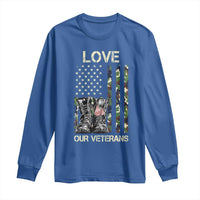 Love Our Veterans Long Sleeve Shirt Camo American Flag Military Supportive Veterans Day - Wonder Print Shop