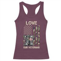 Love Our Veterans Racerback Tank Top Camo American Flag Military Supportive Veterans Day - Wonder Print Shop