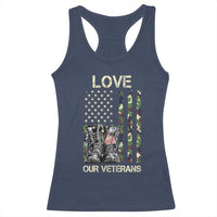 Love Our Veterans Racerback Tank Top Camo American Flag Military Supportive Veterans Day - Wonder Print Shop
