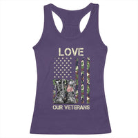 Love Our Veterans Racerback Tank Top Camo American Flag Military Supportive Veterans Day - Wonder Print Shop