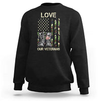 Love Our Veterans Sweatshirt Camo American Flag Military Supportive Veterans Day - Wonder Print Shop