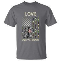 Love Our Veterans T Shirt Camo American Flag Military Supportive Veterans Day - Wonder Print Shop