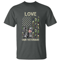 Love Our Veterans T Shirt Camo American Flag Military Supportive Veterans Day - Wonder Print Shop
