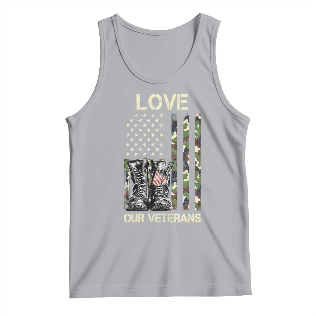 Love Our Veterans Tank Top Camo American Flag Military Supportive Veterans Day - Wonder Print Shop