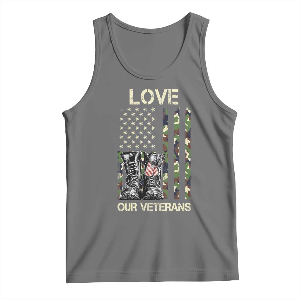 Love Our Veterans Tank Top Camo American Flag Military Supportive Veterans Day - Wonder Print Shop