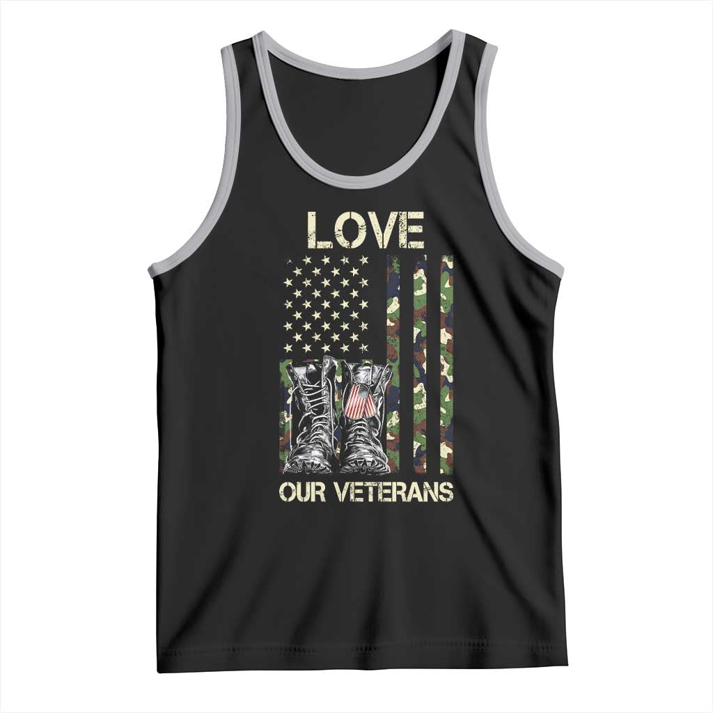 Love Our Veterans Tank Top Camo American Flag Military Supportive Veterans Day - Wonder Print Shop