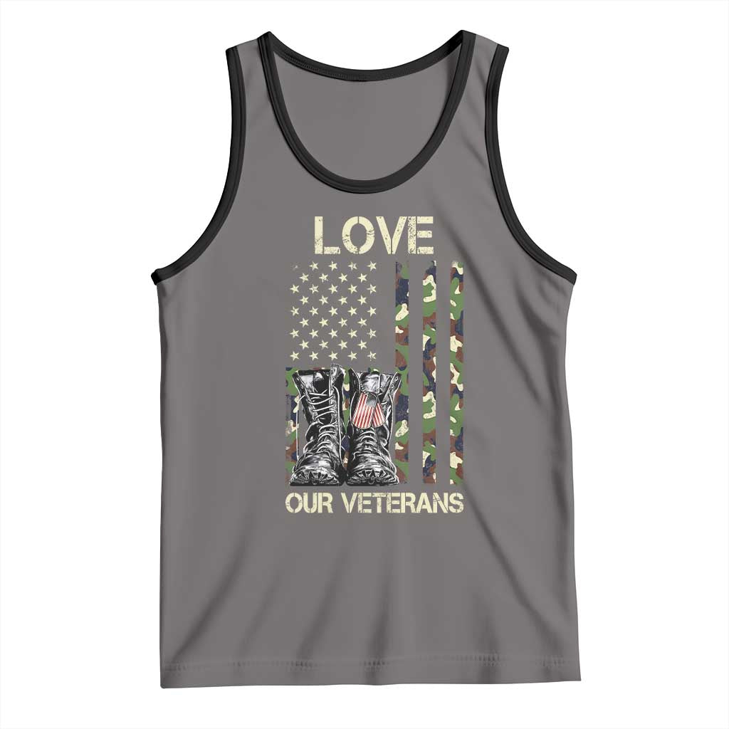Love Our Veterans Tank Top Camo American Flag Military Supportive Veterans Day - Wonder Print Shop