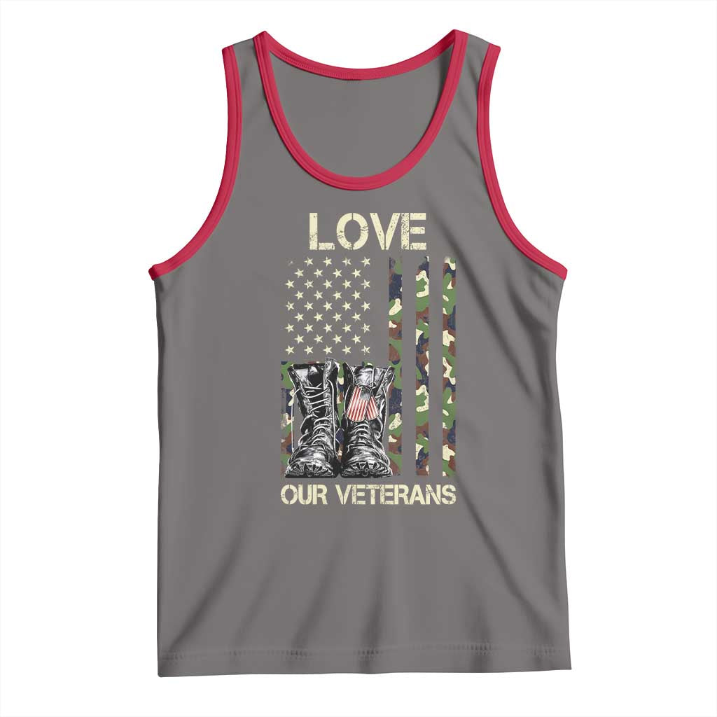 Love Our Veterans Tank Top Camo American Flag Military Supportive Veterans Day - Wonder Print Shop