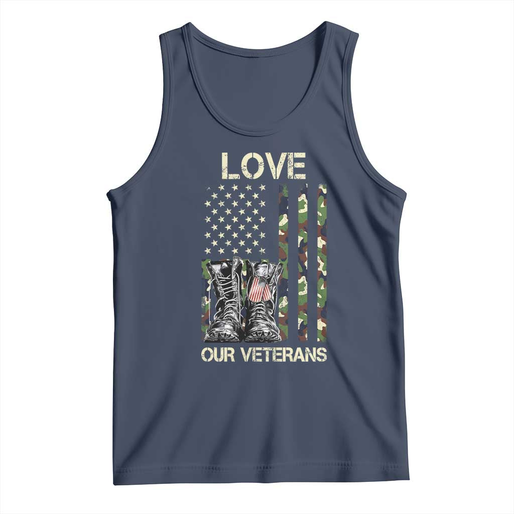 Love Our Veterans Tank Top Camo American Flag Military Supportive Veterans Day - Wonder Print Shop