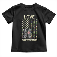 Love Our Veterans Toddler T Shirt Camo American Flag Military Supportive Veterans Day - Wonder Print Shop