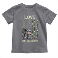 Love Our Veterans Toddler T Shirt Camo American Flag Military Supportive Veterans Day - Wonder Print Shop