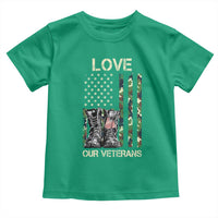 Love Our Veterans Toddler T Shirt Camo American Flag Military Supportive Veterans Day - Wonder Print Shop