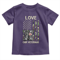 Love Our Veterans Toddler T Shirt Camo American Flag Military Supportive Veterans Day - Wonder Print Shop