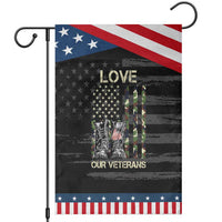 Love Our Veterans Garden Flag Camo American Flag Military Supportive Veterans Day