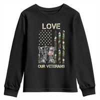 Love Our Veterans Youth Sweatshirt Camo American Flag Military Supportive Veterans Day - Wonder Print Shop