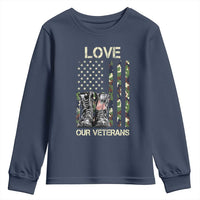 Love Our Veterans Youth Sweatshirt Camo American Flag Military Supportive Veterans Day - Wonder Print Shop
