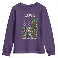Love Our Veterans Youth Sweatshirt Camo American Flag Military Supportive Veterans Day - Wonder Print Shop