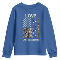Love Our Veterans Youth Sweatshirt Camo American Flag Military Supportive Veterans Day - Wonder Print Shop
