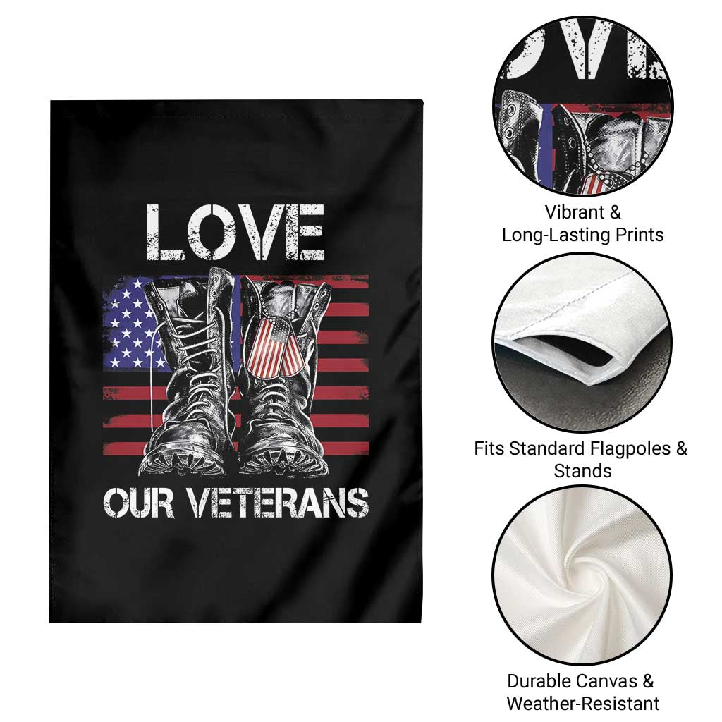 Love Our Veterans Garden Flag American Flag Military Supportive Veterans Day - Wonder Print Shop