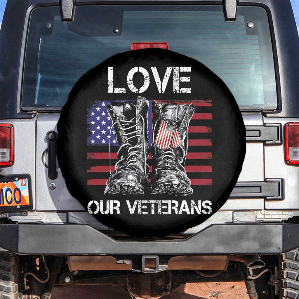 Love Our Veterans Spare Tire Cover American Flag Military Supportive Veterans Day - Wonder Print Shop