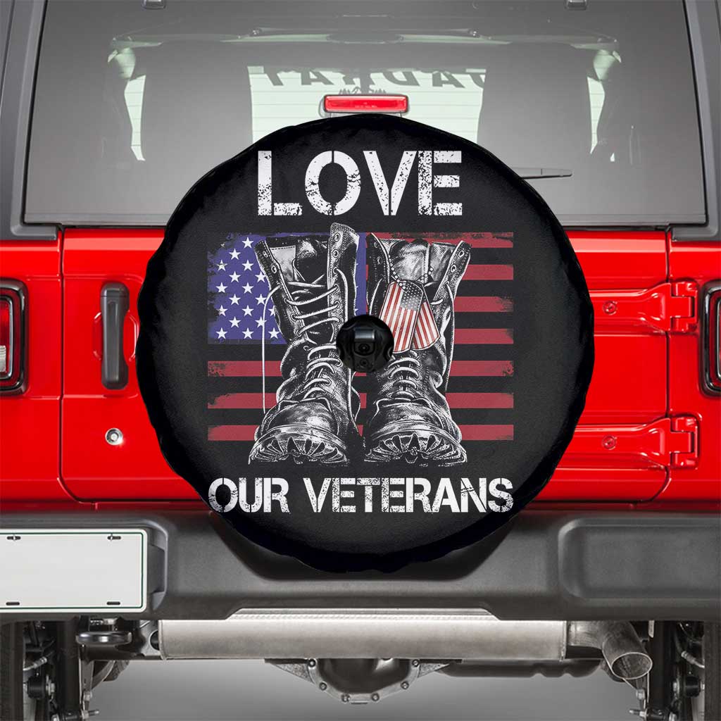Love Our Veterans Spare Tire Cover American Flag Military Supportive Veterans Day - Wonder Print Shop