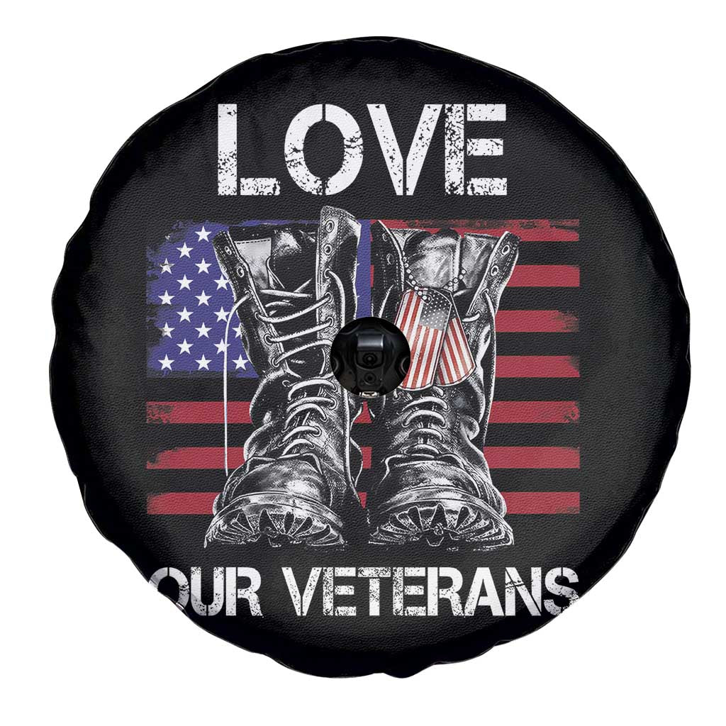 Love Our Veterans Spare Tire Cover American Flag Military Supportive Veterans Day - Wonder Print Shop