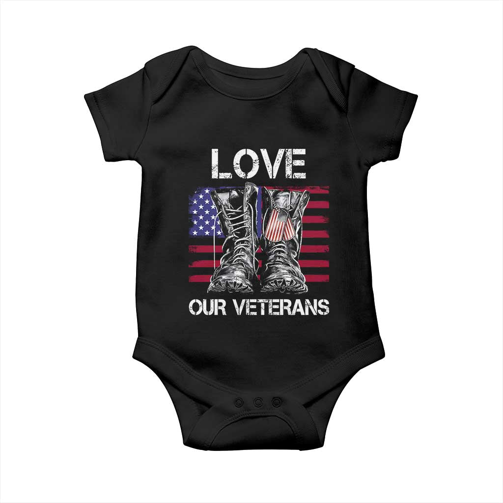Love Our Veterans Baby Onesie American Flag Military Supportive Veterans Day - Wonder Print Shop