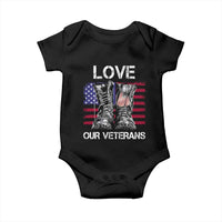 Love Our Veterans Baby Onesie American Flag Military Supportive Veterans Day - Wonder Print Shop