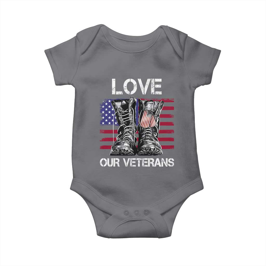 Love Our Veterans Baby Onesie American Flag Military Supportive Veterans Day - Wonder Print Shop