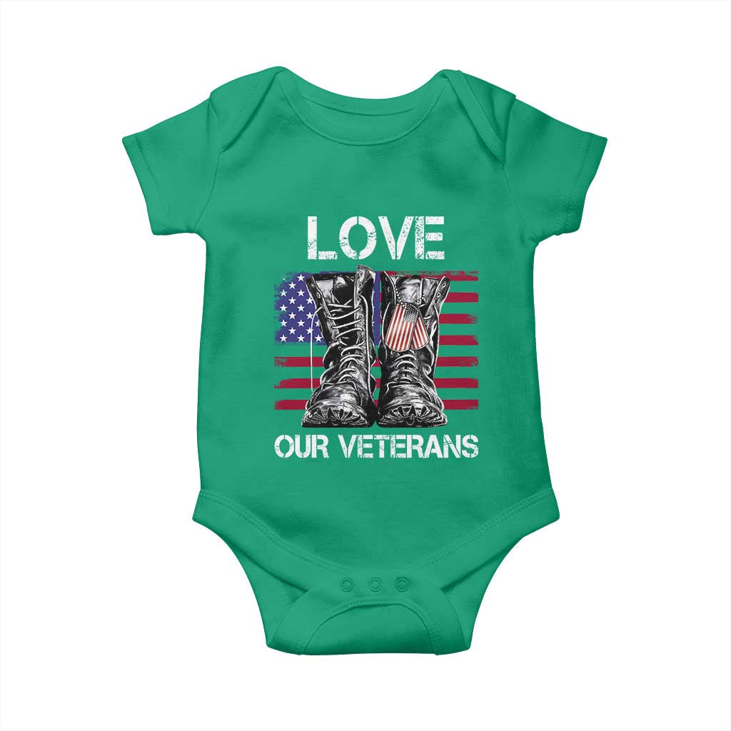 Love Our Veterans Baby Onesie American Flag Military Supportive Veterans Day - Wonder Print Shop